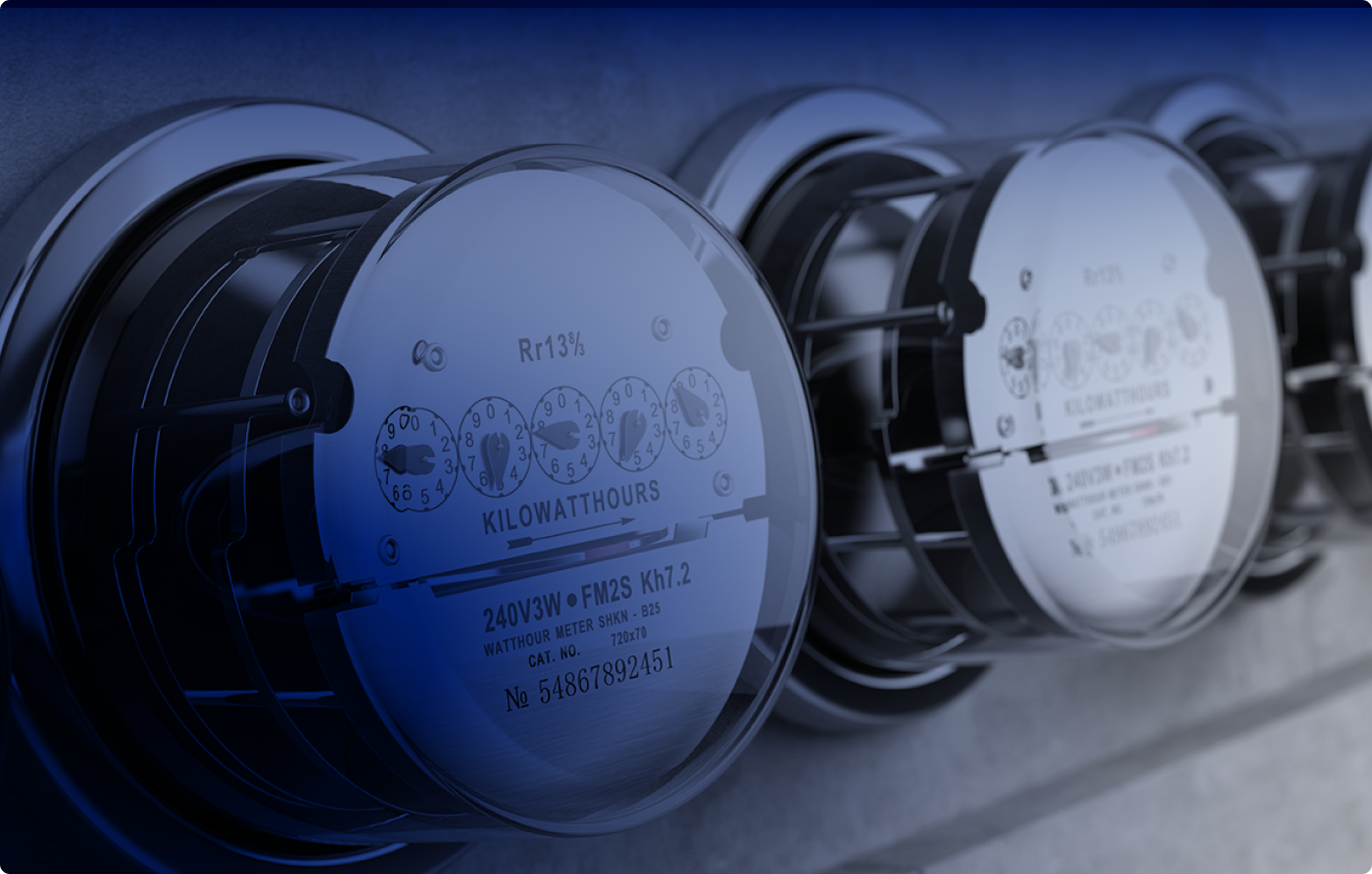 A side close up of two AMR meters.